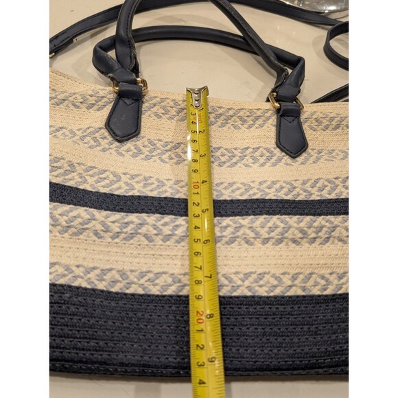 Blue And White Straw Top Handle Crossbody Bag Purse - Picture 2 of 15